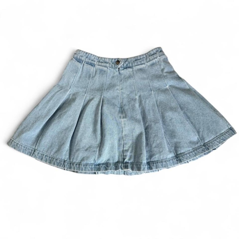 Blue Denim Pleated Mini Skirt Coquette Soft Girl Dainty Preppy Ballet Core